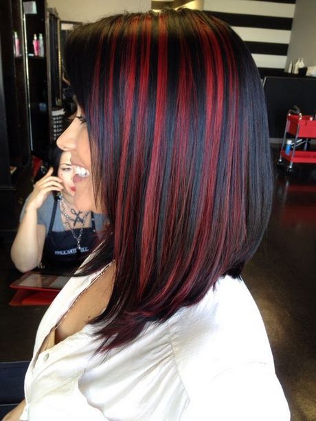 rode-highlights-in-zwart-haar-66 Crvena naglašava u crnoj kosi