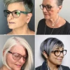Kratke frizure za žene od 65 godina s naočalama